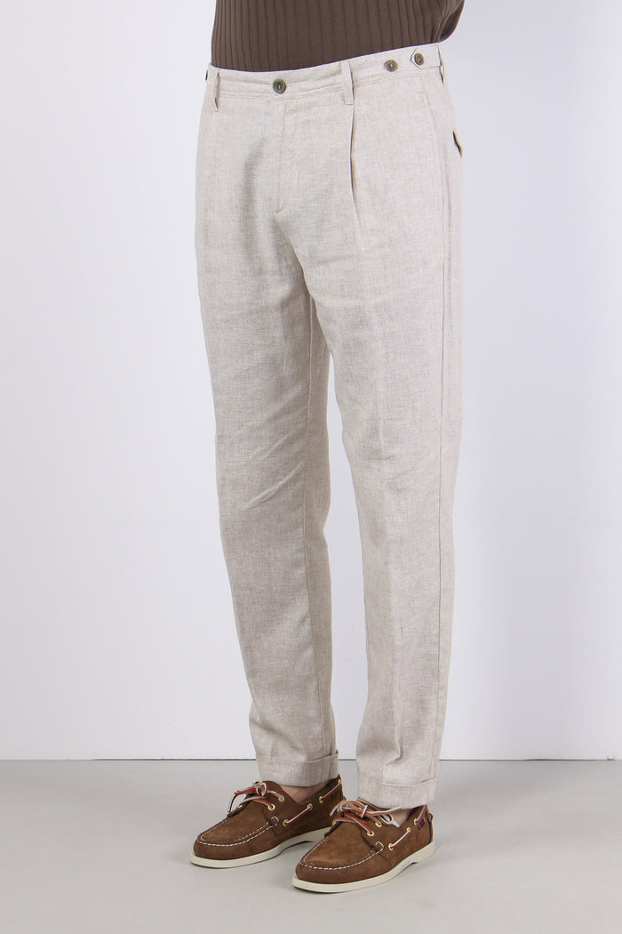 Orzo Pantalone Misto Lino Sabbia-3