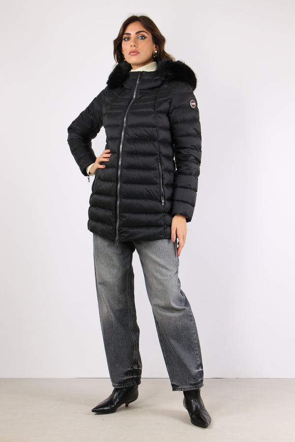 Piumino Svasato Ecopelliccia Nero