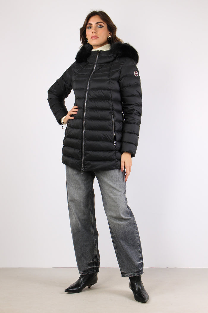 Piumino Svasato Ecopelliccia Nero
