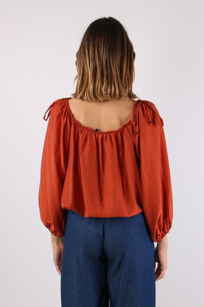 Blusa Scavo Sceso Laccetti Col Ruggine-4
