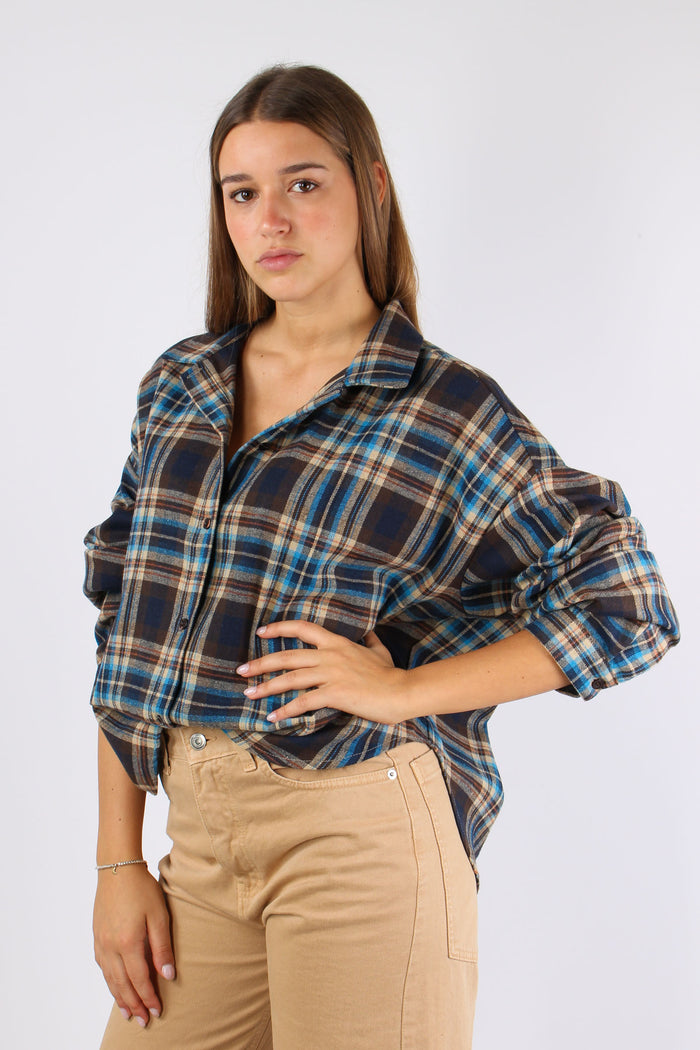 Camicia Quadri Stondata Turchese/moro-3