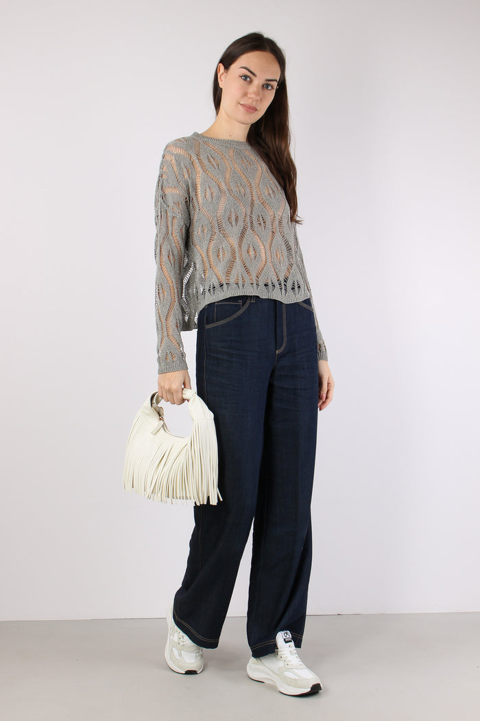 Maglia Lurex Traforata Rombi Argento-6