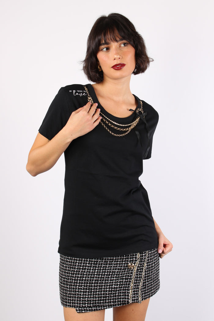 Annachiara T-shirt Collana Black-6