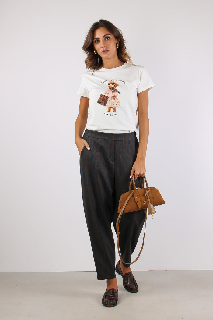 Pantalone Carrot Gessato Grigio/ruggine-5