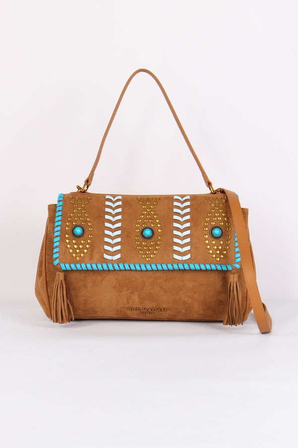 Tracolla  Suede Etnica Suede Cognac