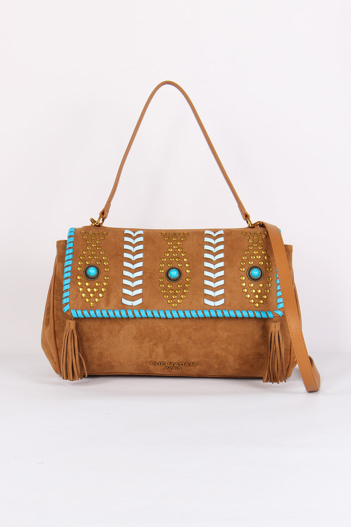 Tracolla  Suede Etnica Suede Cognac
