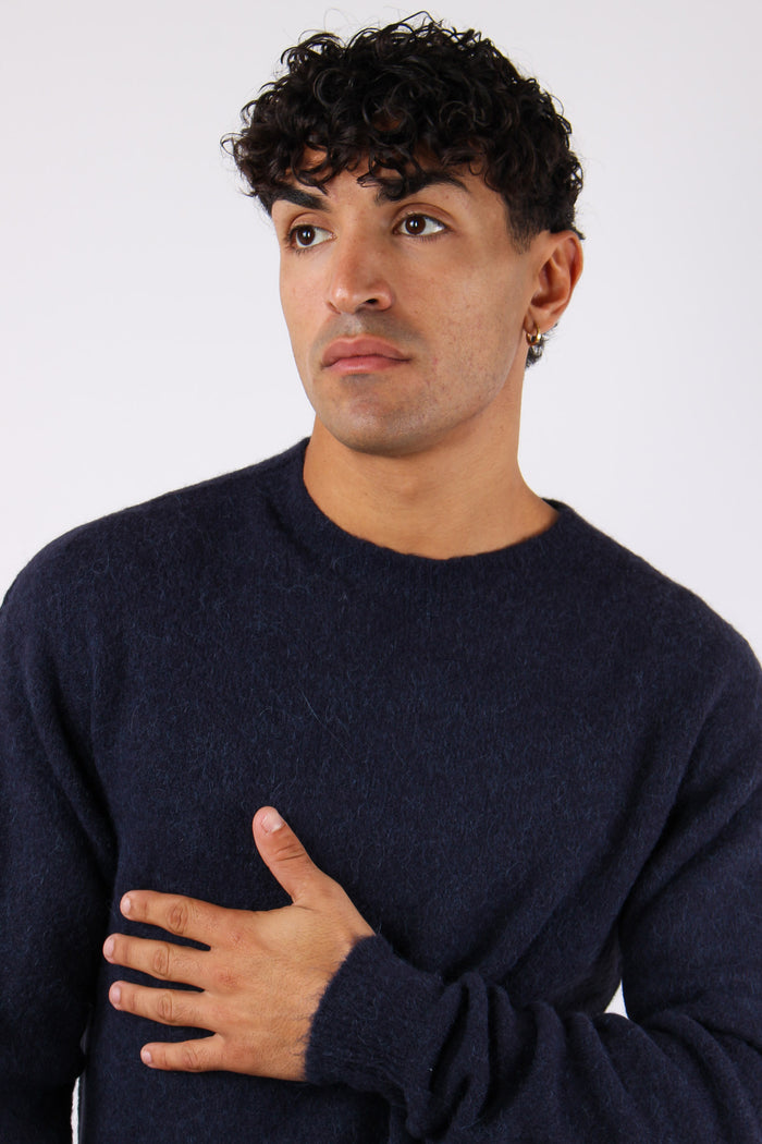 Maglia Girocollo Misto Alpaca Blu-7