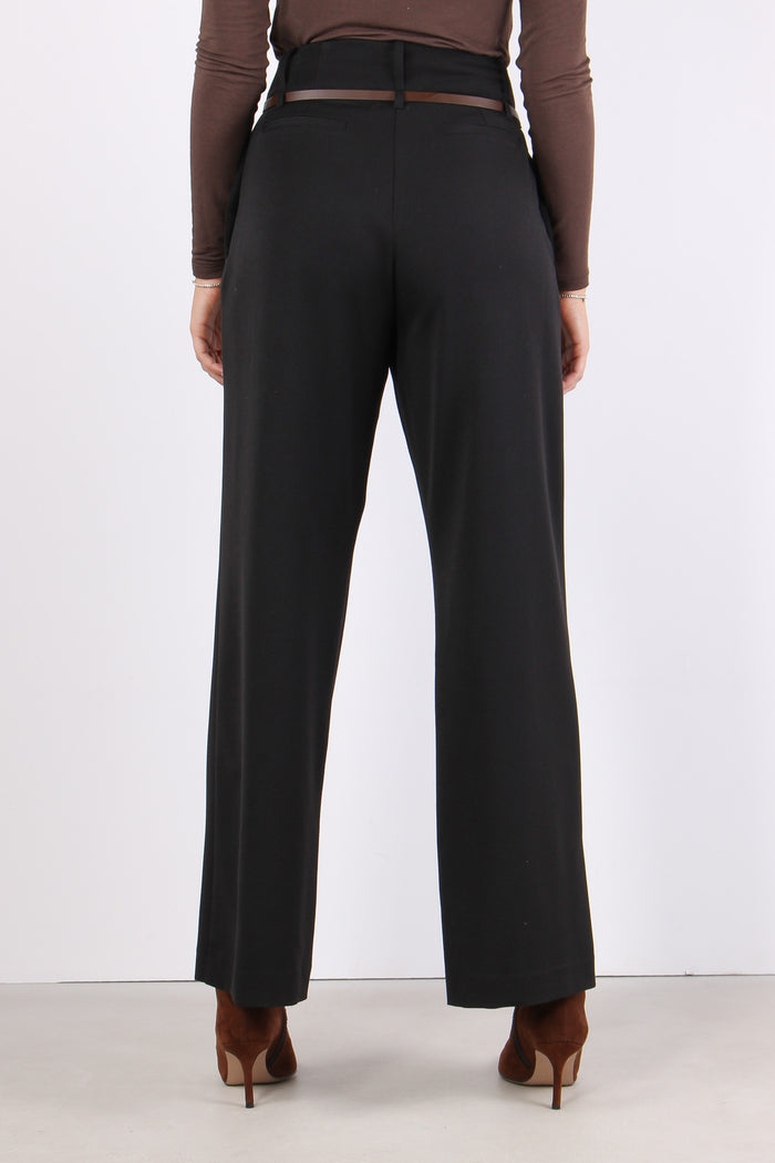 Pantalone Gamba Dritta Cintura Nero-4