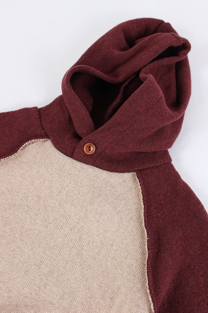 Maglia Cotone Cappuccio Tortora/bordeaux-4