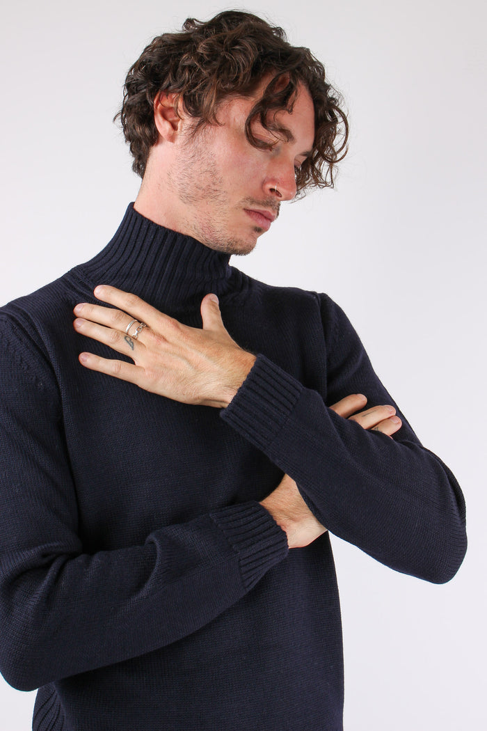 Maglia Collo In Piedi Blu-7