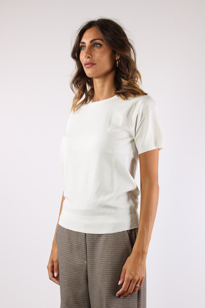 Maglia Girocollo M/m  Viscosa Latte-3