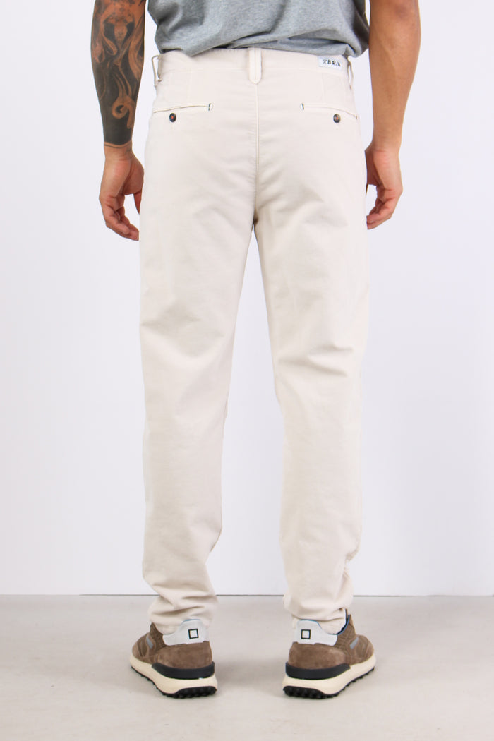 Pantalone Chino Velluto Liscio Panna-5