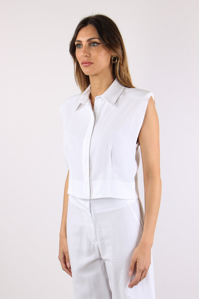 Camicia Smanicata Spalline Bianco-3