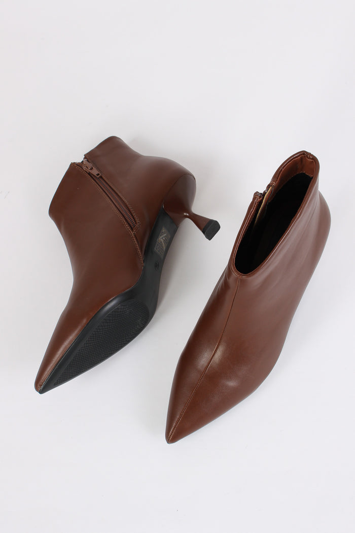 Tronchetto Tacco Basso Spillo Brown-4