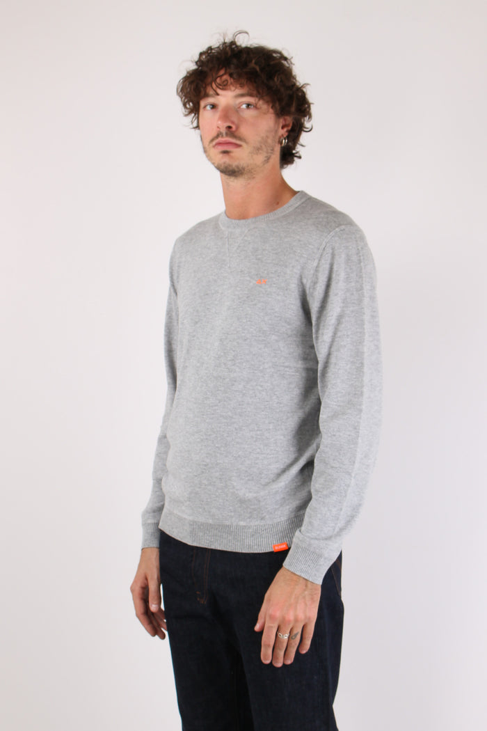 Maglia Girocollo Effetto Felpa Grigio-4