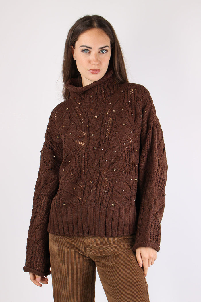 Collo Alto Inserto Strass Cioccolato-2