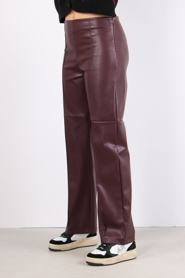 Pantalone Dritto Ecopelle Bordeaux-3