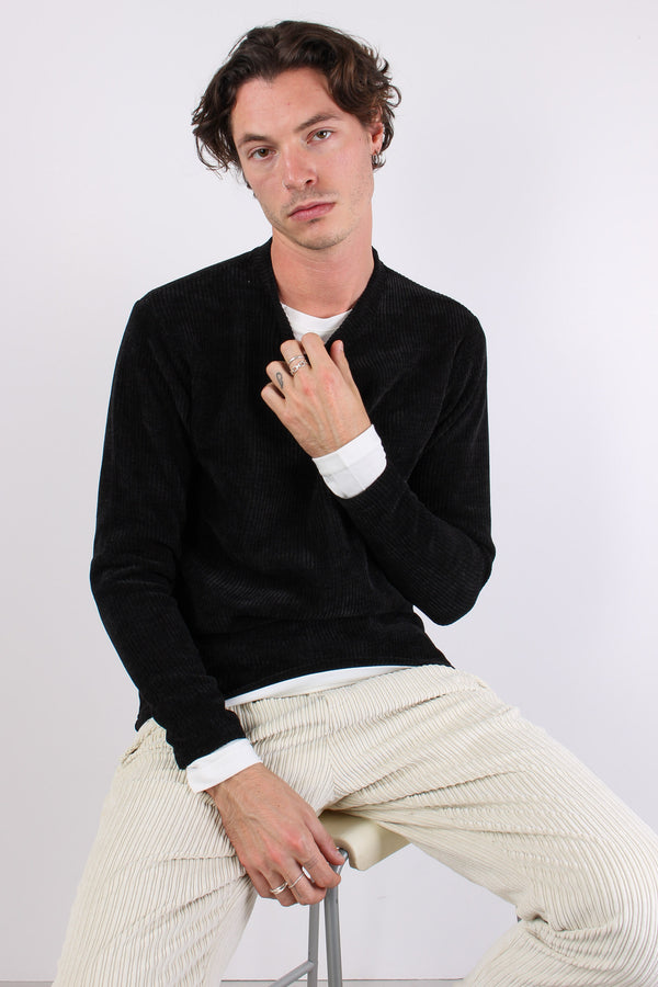 Girocollo Ciniglia T-shirt Nero/latte-2