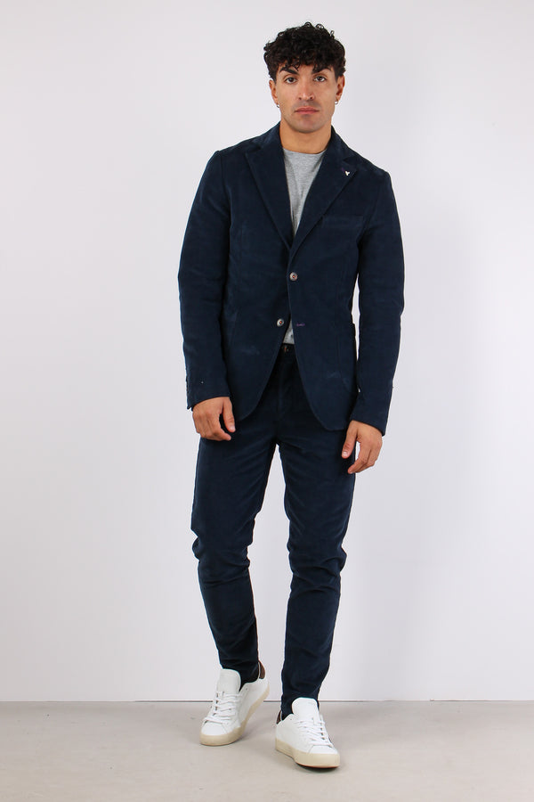 Giacca Velluto Liscio Blu