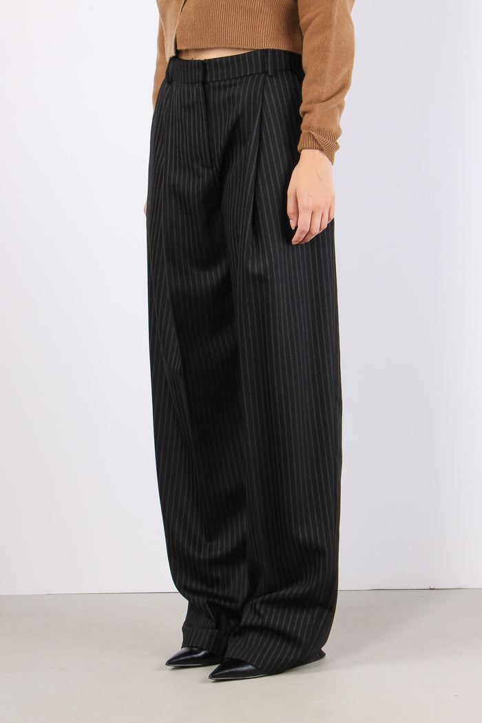 Pantalone Palazzo Gessato Nero/beige-3