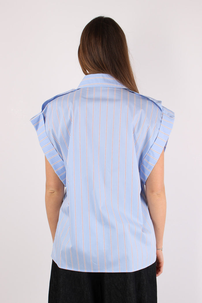 Camicia Riga Manica Aletta Azzurro-4