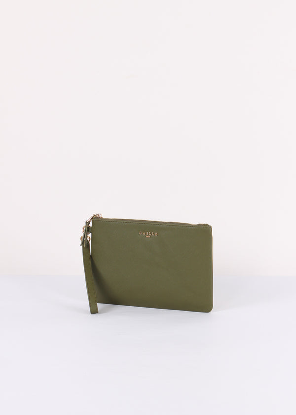 Pochette Saffiano Logo Verde Bosco-2