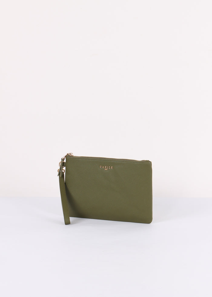 Pochette Saffiano Logo Verde Bosco-2