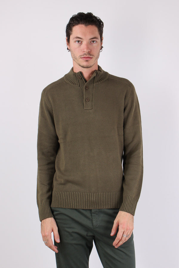 Collo Alto 3 Bottoni Cotone Sherwood Green