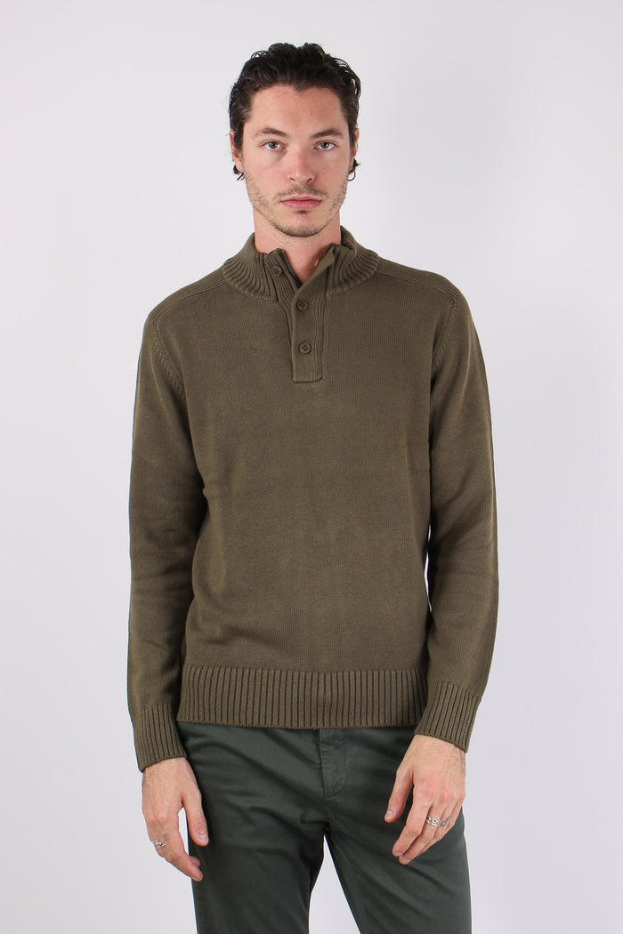 Collo Alto 3 Bottoni Cotone Sherwood Green