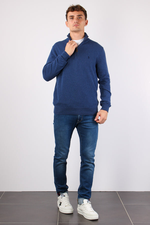 Pullover Mezza Zip Lana Rustic Navy-2