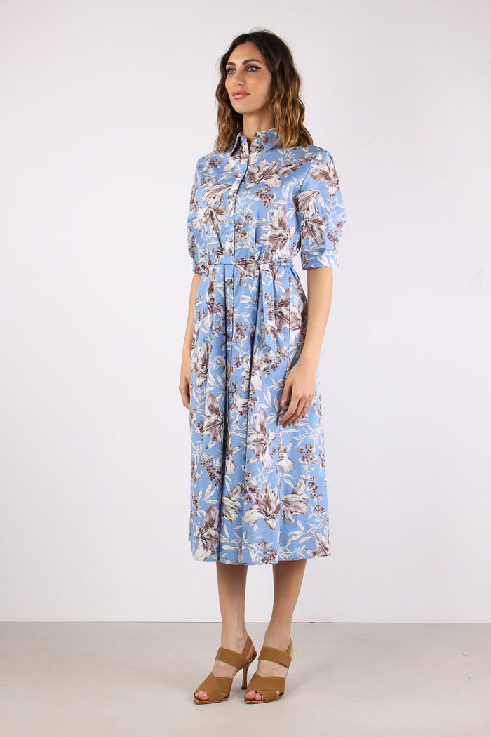 Chemisier Cotone Fantasia Blu Wave-5