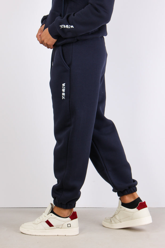 Pantalone Felpa Logo Blu-5