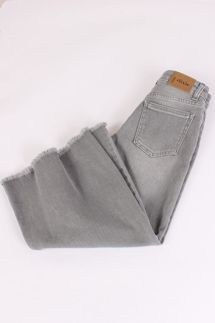 Denim Palazzo Sfrangiato Denim Grigio-3