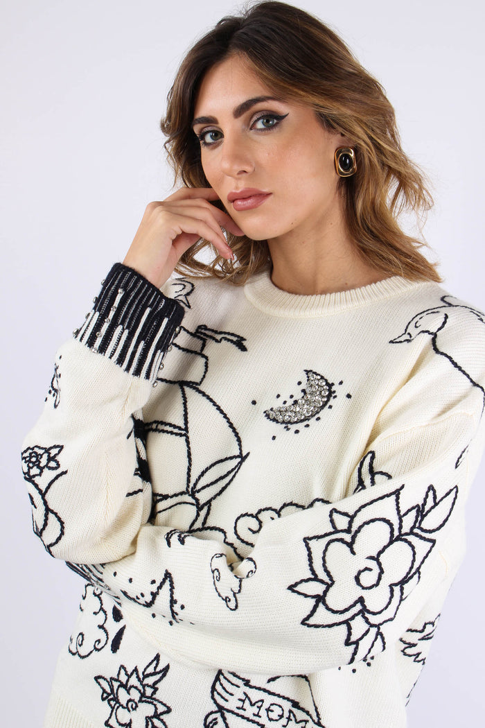 Andros Maglia Ricami Bianco/blu-10