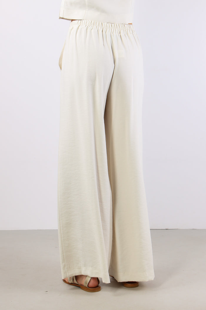 Pantalone Palazzo Misto Viscos Panna-4