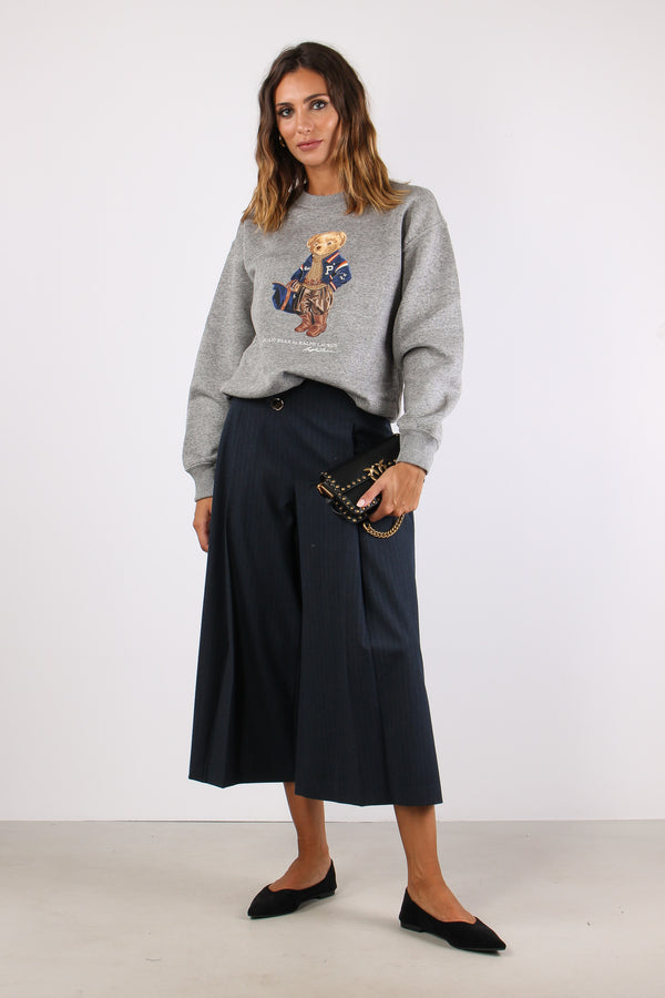 Felpa Pile Stampa Orso Dark Vintage Heather