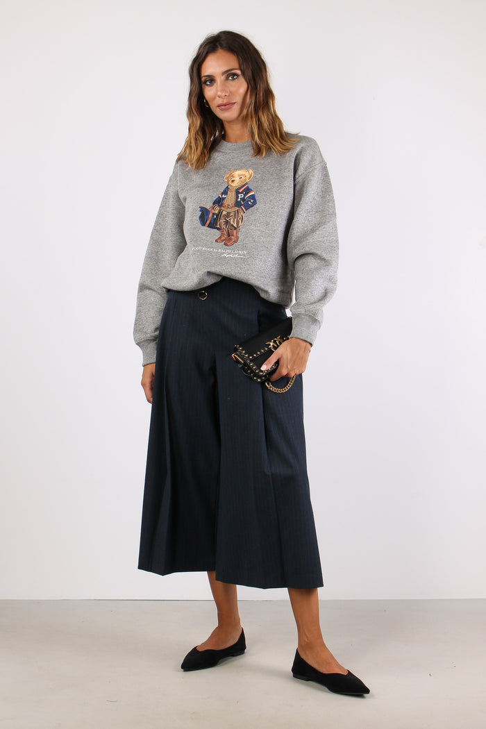 Felpa Pile Stampa Orso Dark Vintage Heather