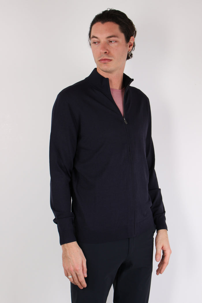 Maglia Full Zip Tessuto Tecnico Blue-6