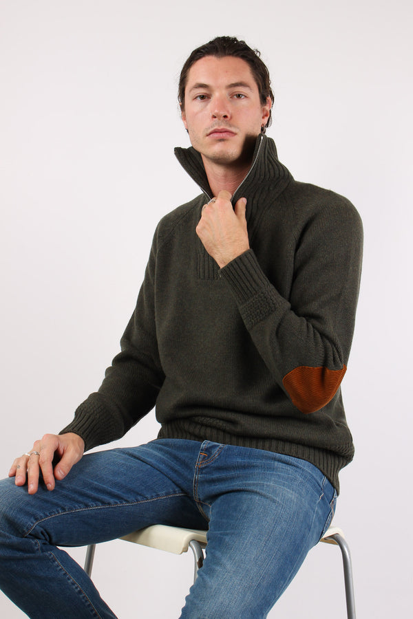 Mezza Zip Tasca Velluto Militare-2