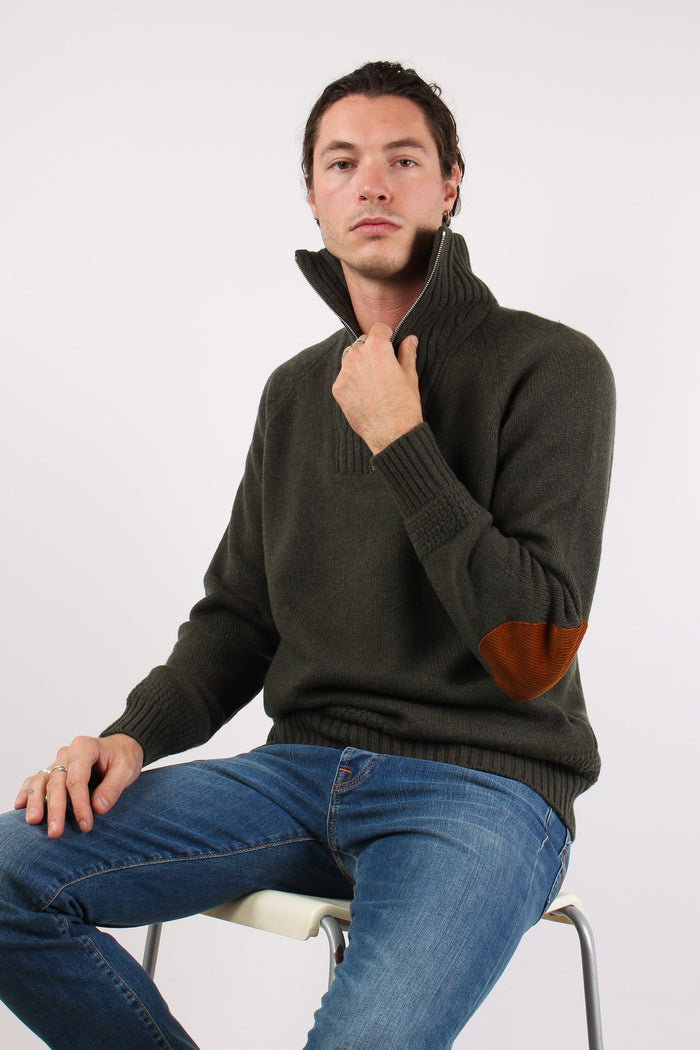 Mezza Zip Tasca Velluto Militare-2