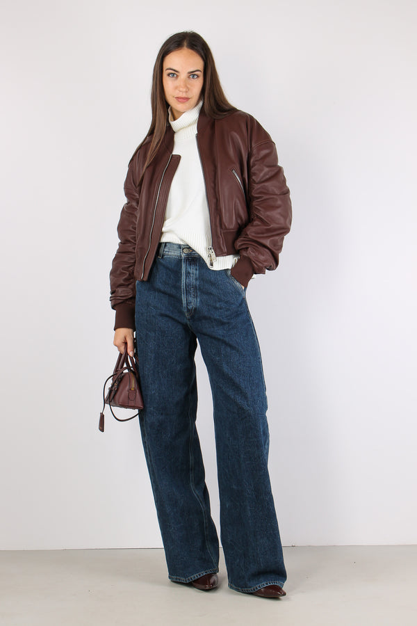 Bomber Ecopelle Manica Arriccio Bruciato