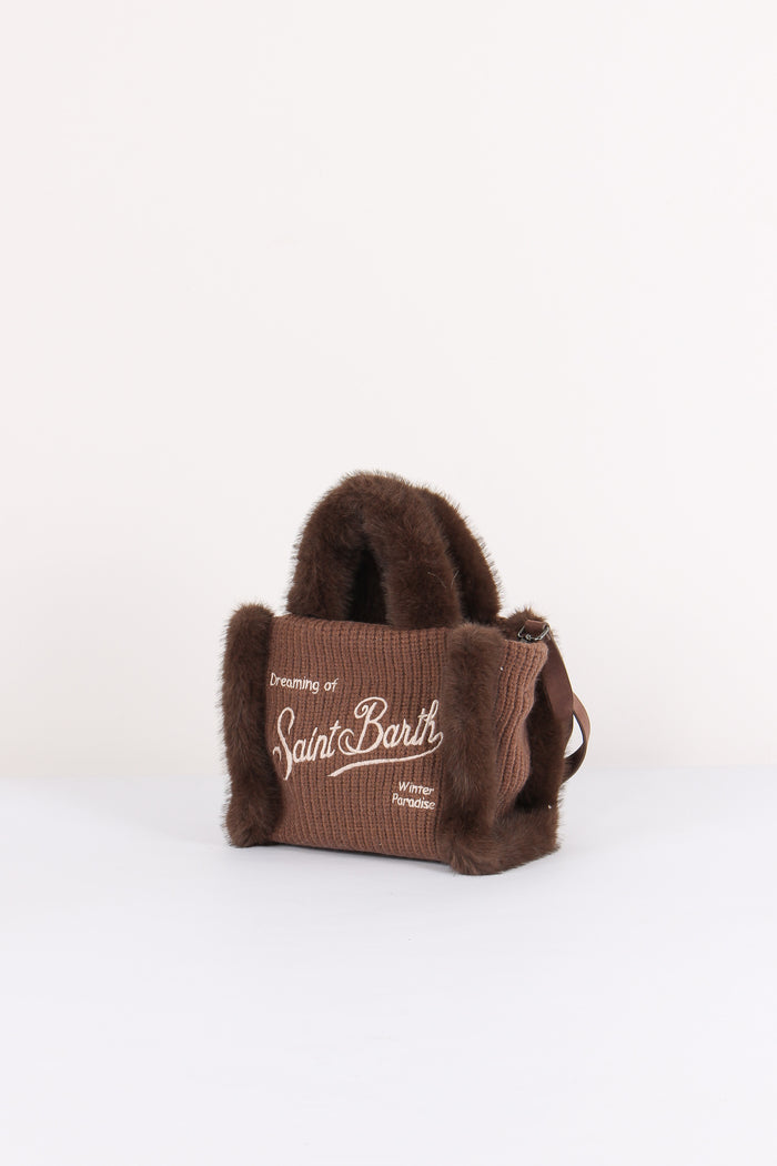 Borsa Mano Costine Pelliccia Brown-2
