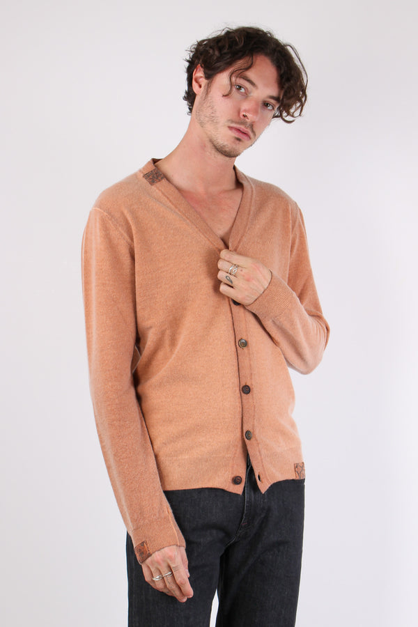 Cardigan Contrasto Fantasia Ruggine