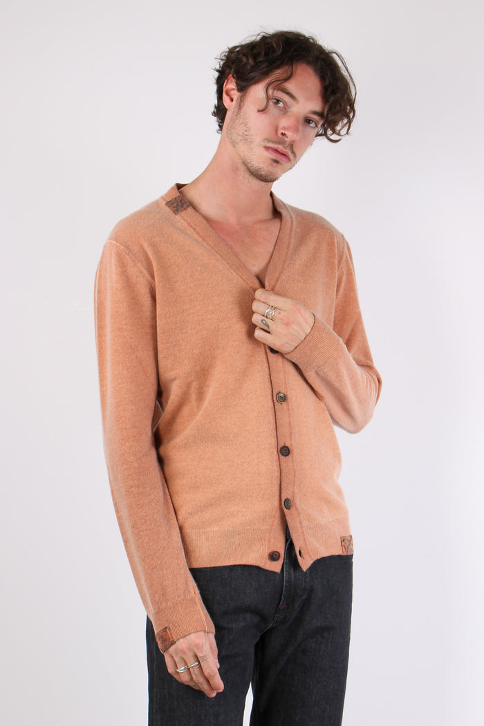 Cardigan Contrasto Fantasia Ruggine