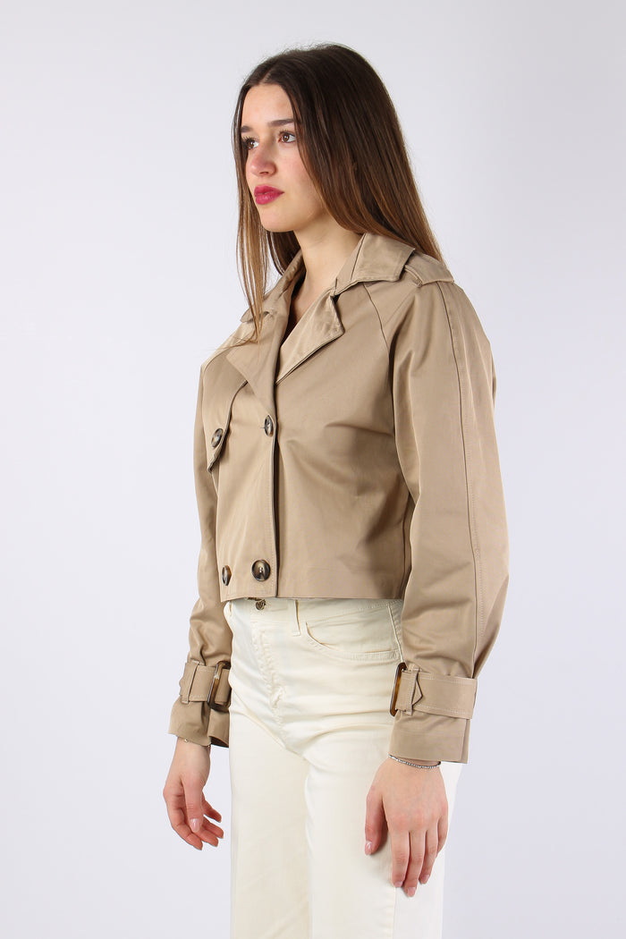 Trench Corto Cotone Beige-3