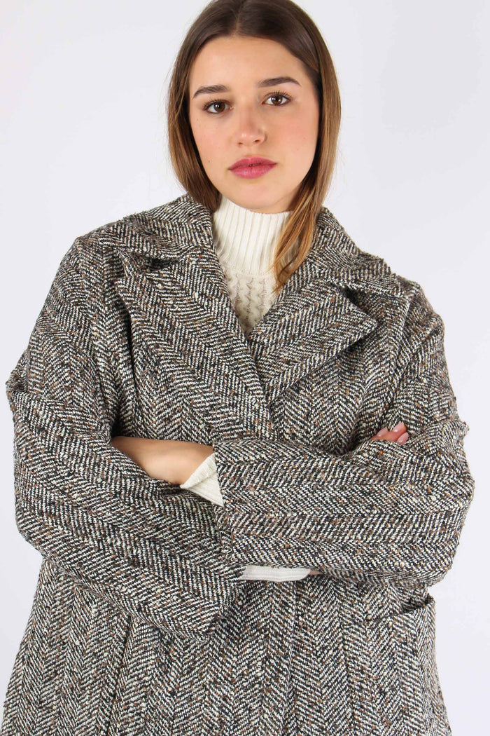 Cappotto Svasato Resca Lurex Moro/panna-8
