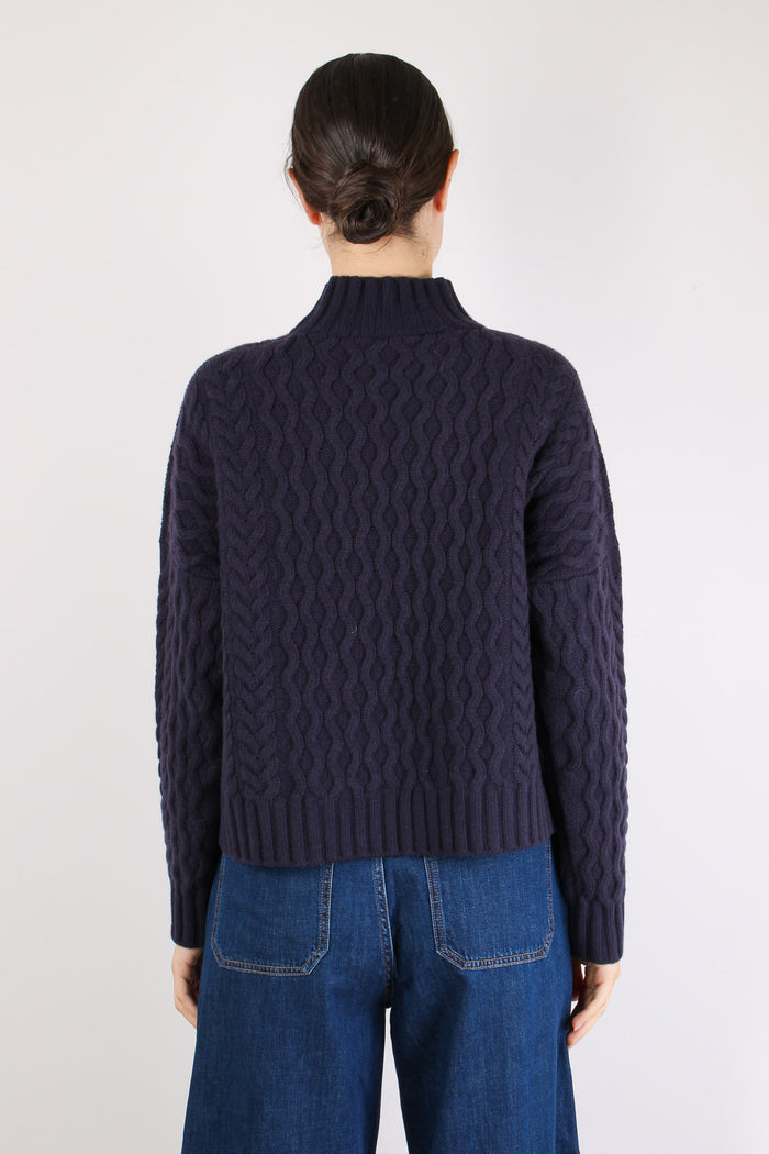 Yard Maglia Over Trecce Blu-5