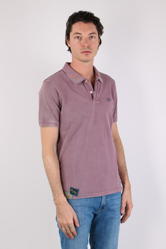 Polo Piquet Patch Prugna-7