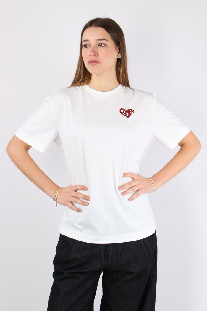 Strepitoso T-shirt Logo Strass Bianco/rosso-2
