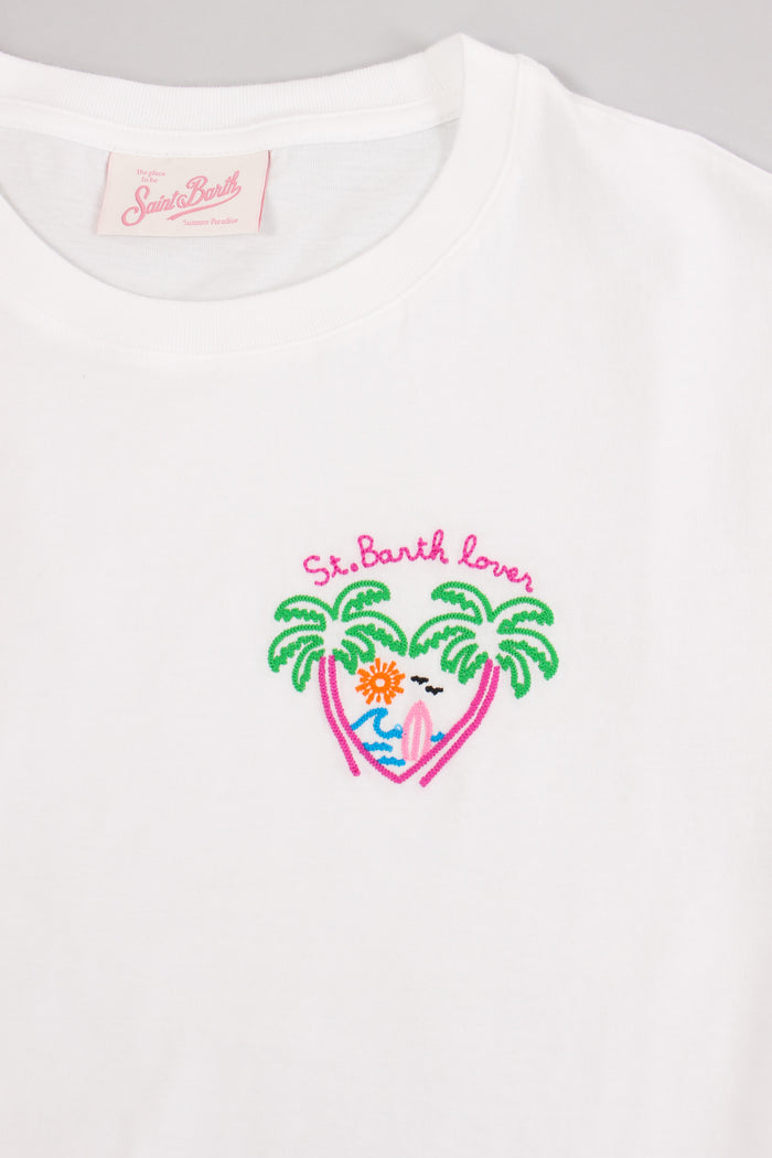 T-shirt St Barth Lover Palms Bianco-8